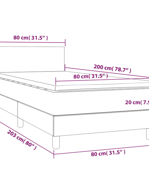 Загрузите изображение в средство просмотра галереи, Pat cu arcuri, saltea și LED, crem, 80x200 cm, textil
