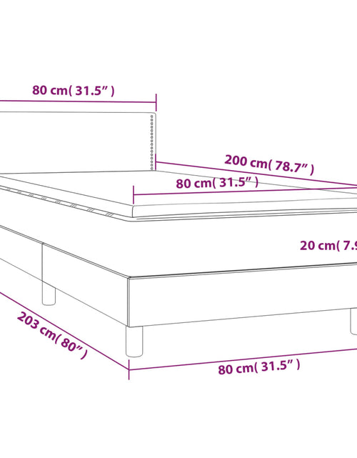 Загрузите изображение в средство просмотра галереи, Pat cu arcuri, saltea și LED, crem, 80x200 cm, textil
