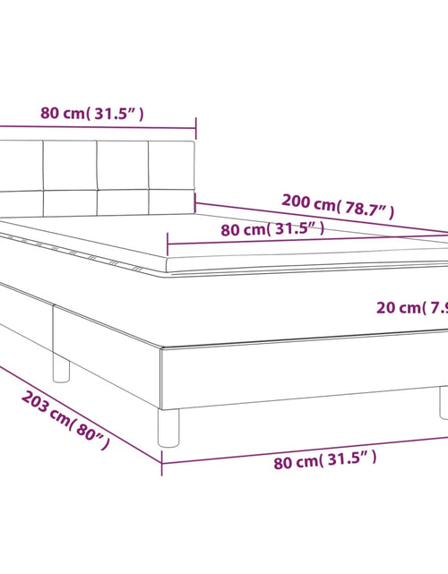 Загрузите изображение в средство просмотра галереи, Pat cu arcuri, saltea și LED, crem, 80x200 cm, textil
