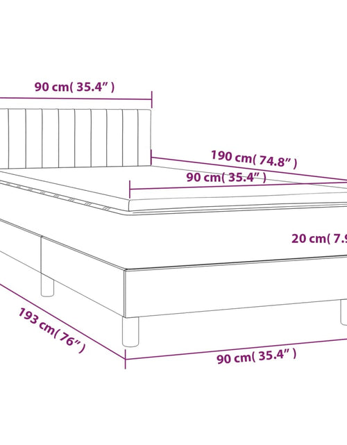 Загрузите изображение в средство просмотра галереи, Pat cu arcuri, saltea și LED, negru, 90x190 cm, textil
