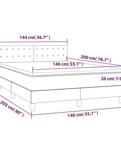 Загрузите изображение в средство просмотра галереи, Pat cu arcuri, saltea și LED, gri taupe, 140x200 cm, textil
