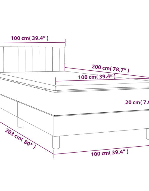 Încărcați imaginea în vizualizatorul Galerie, Pat cu arcuri, saltea și LED, Gri taupe, 100x200 cm, textil
