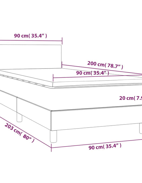 Încărcați imaginea în vizualizatorul Galerie, Pat cu arcuri, saltea și LED, gri, 90x200 cm, piele ecologică
