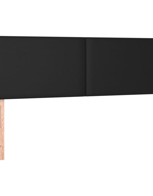 Încărcați imaginea în vizualizatorul Galerie, Pat continental cu saltea &amp; LED, negru, 140x190 cm, piele eco
