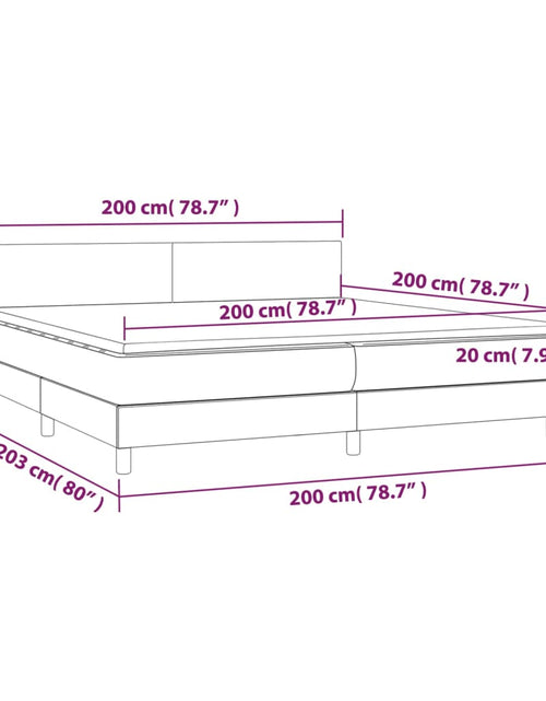 Загрузите изображение в средство просмотра галереи, Pat cu arcuri, saltea și LED, gri, 200x200 cm, piele ecologică
