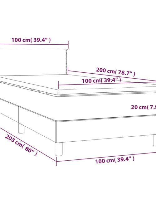 Загрузите изображение в средство просмотра галереи, Pat cu arcuri, saltea și LED, gri, 100x200 cm, piele ecologică
