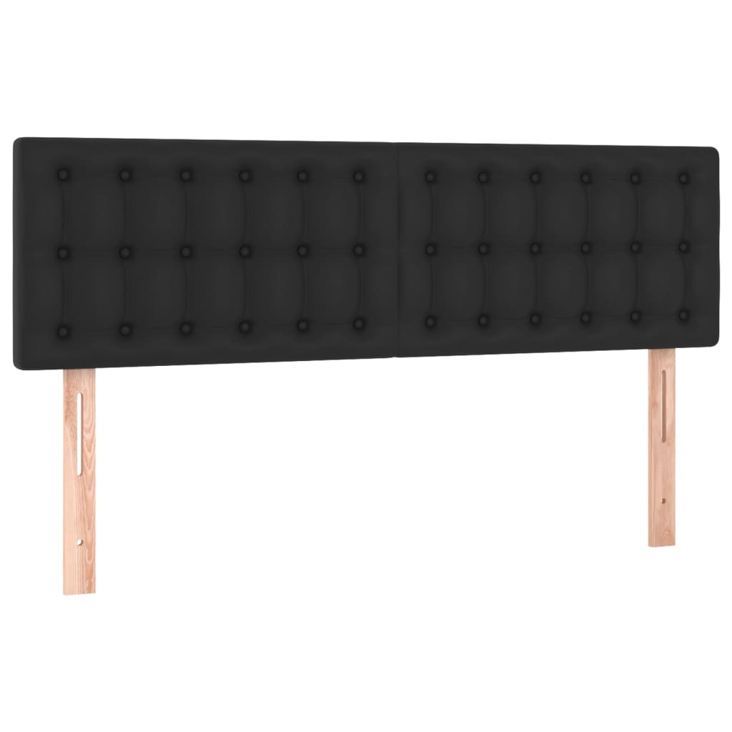 Pat continental cu saltea & LED, negru, 140x190 cm, piele eco