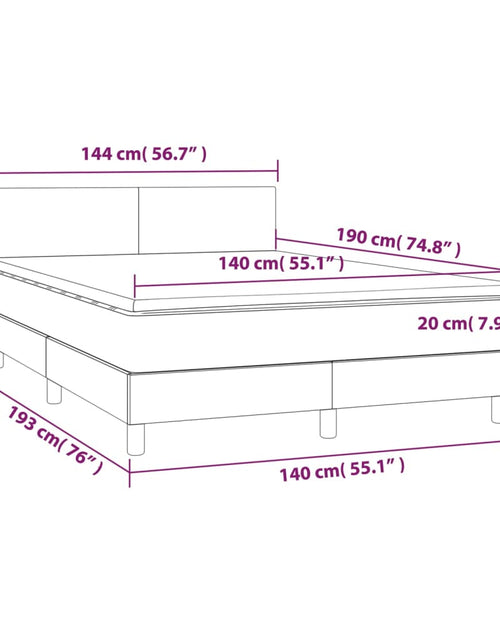 Загрузите изображение в средство просмотра галереи, Pat continental cu saltea și LED gri deschis 140x190 cm catifea
