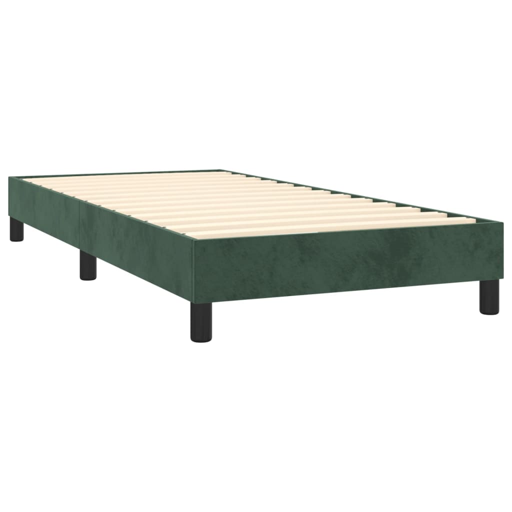 Pat continental cu saltea și LED verde închis 80x200 cm catifea