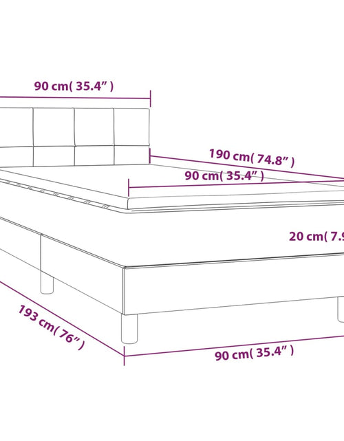 Загрузите изображение в средство просмотра галереи, Pat cu arcuri, saltea și LED, negru, 90x190 cm, catifea
