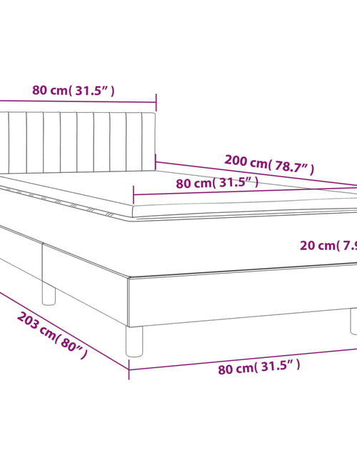 Загрузите изображение в средство просмотра галереи, Pat continental cu saltea &amp; LED, roz, 80x200 cm, catifea
