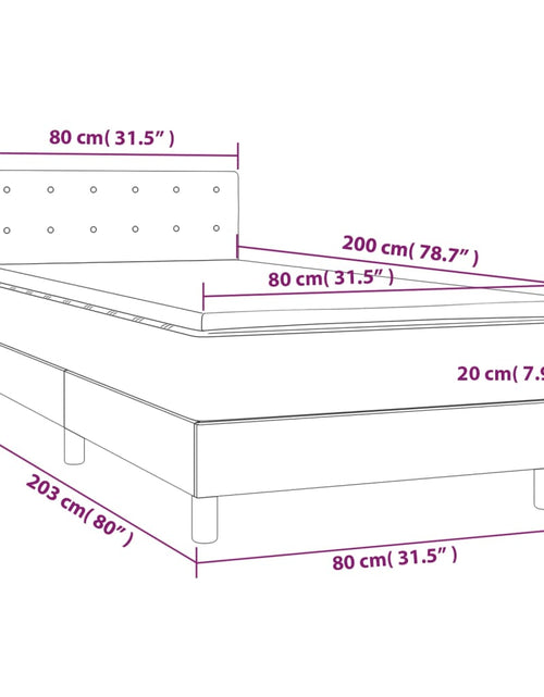 Încărcați imaginea în vizualizatorul Galerie, Pat continental cu saltea&amp;LED albastru închis 80x200 cm catifea
