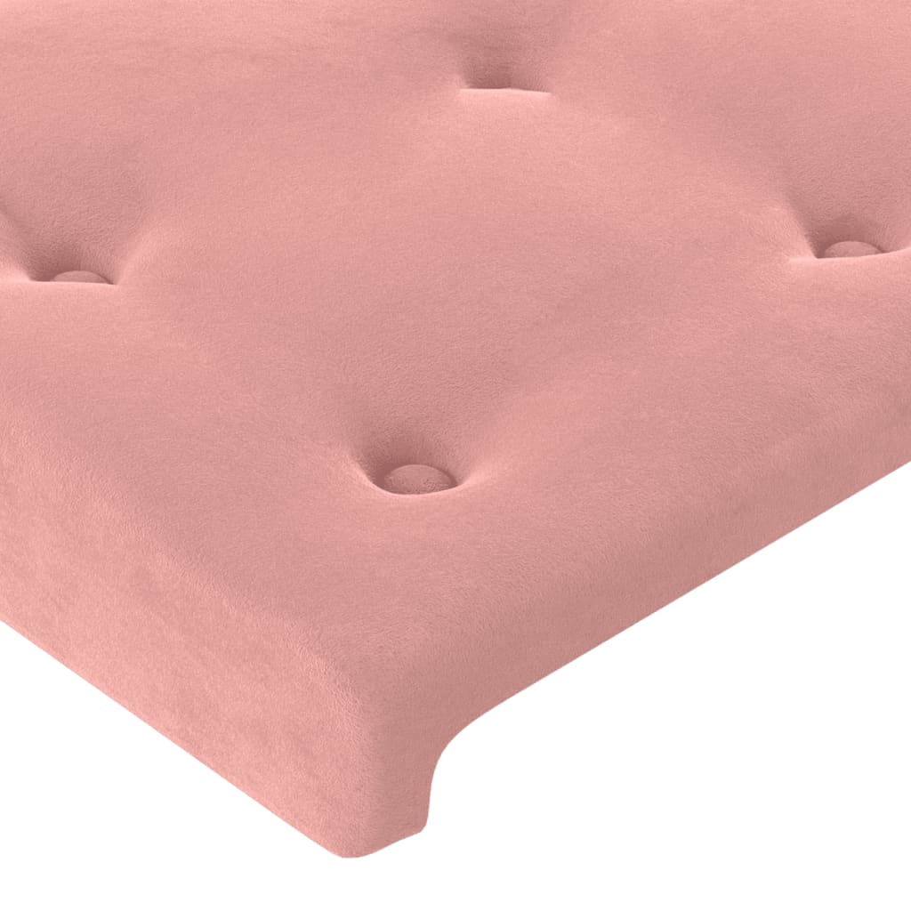Pat continental cu saltea & LED, roz, 120x200 cm, catifea