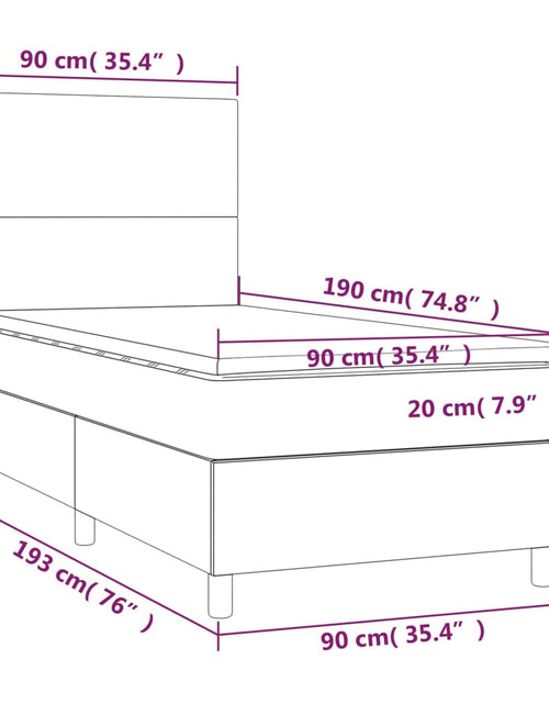 Загрузите изображение в средство просмотра галереи, Pat cu arcuri, saltea și LED, negru, 90x190 cm, textil
