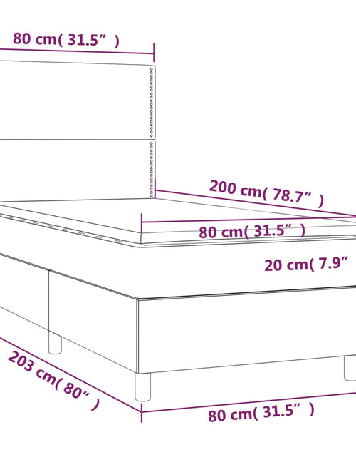 Загрузите изображение в средство просмотра галереи, Pat cu arcuri, saltea și LED, gri taupe, 80x200 cm, textil
