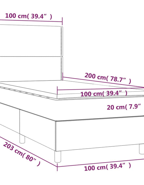 Загрузите изображение в средство просмотра галереи, Pat cu arcuri, saltea și LED, Gri taupe, 100x200 cm, textil
