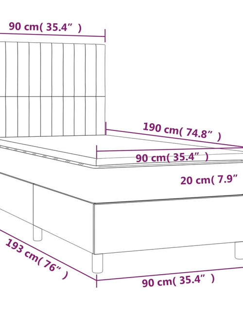 Загрузите изображение в средство просмотра галереи, Pat cu arcuri, saltea și LED, gri taupe, 90x190 cm, textil
