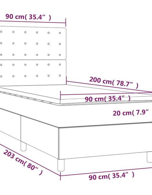 Загрузите изображение в средство просмотра галереи, Pat cu arcuri, saltea și LED, gri taupe, 90x200 cm, textil
