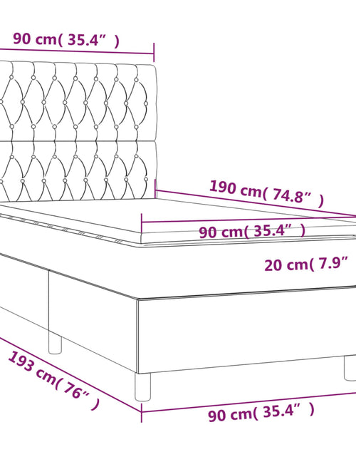 Загрузите изображение в средство просмотра галереи, Pat cu arcuri, saltea și LED, crem, 90x190 cm, textil
