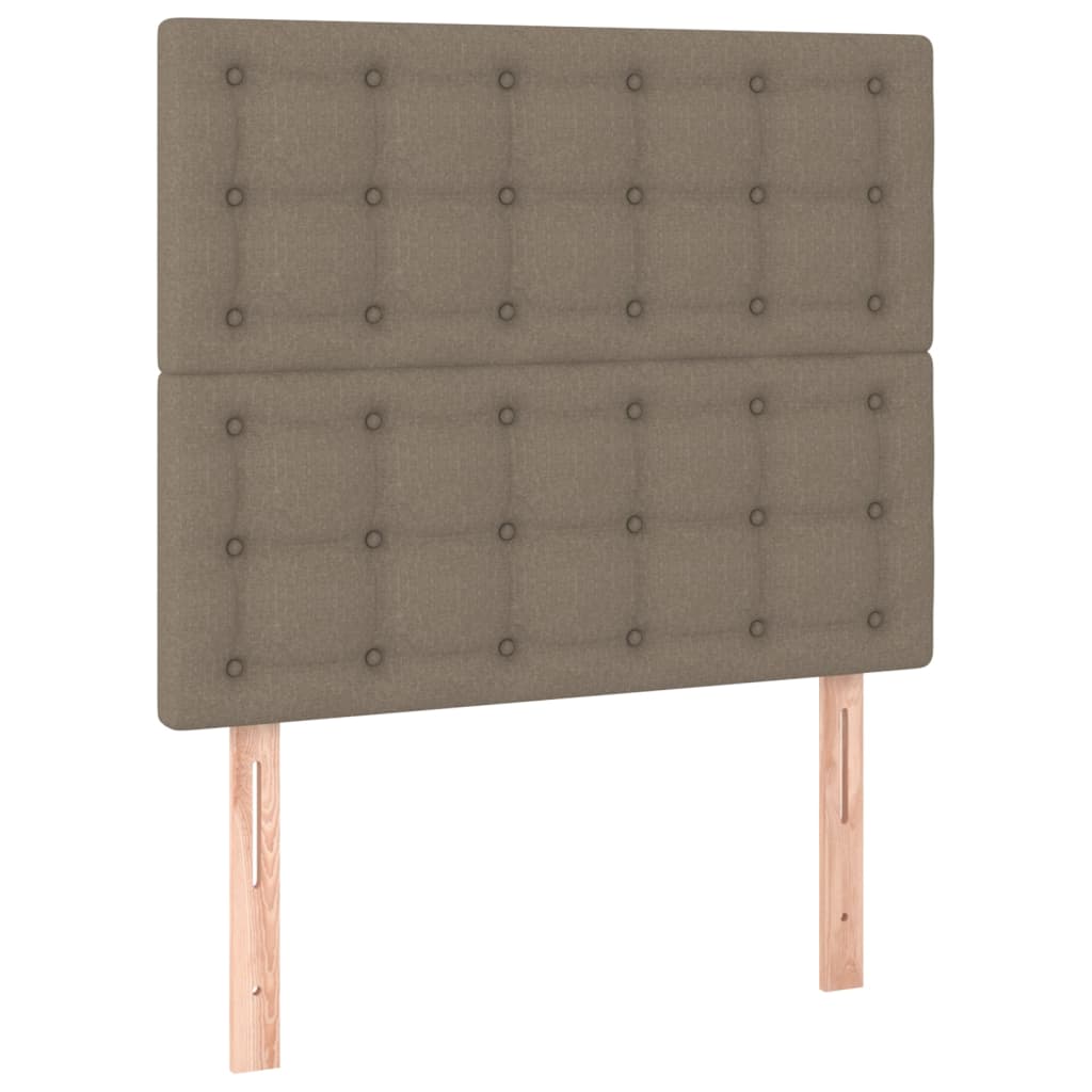 Pat cu arcuri, saltea și LED, gri taupe, 90x190 cm, textil