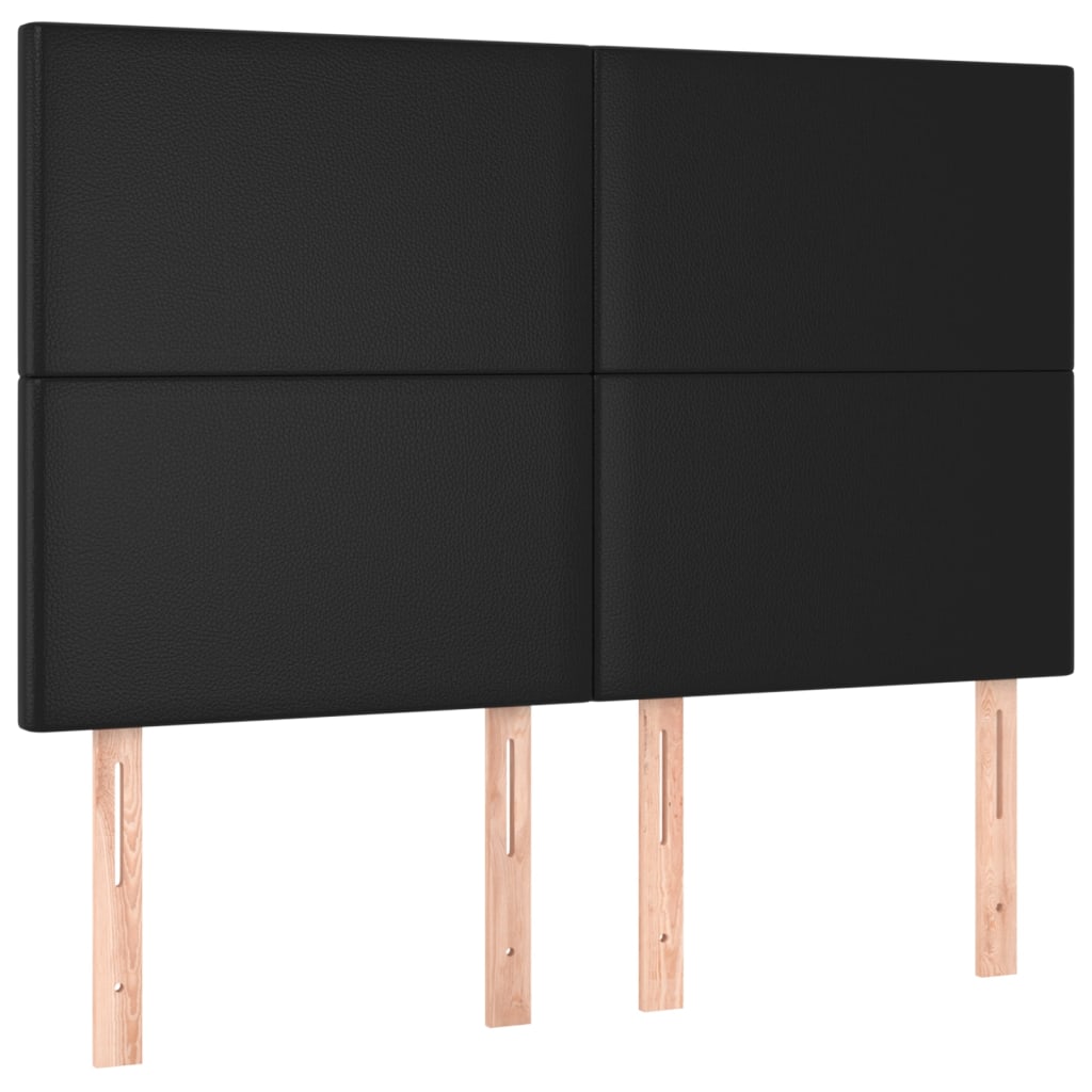 Pat continental cu saltea & LED, negru, 140x190 cm, piele eco