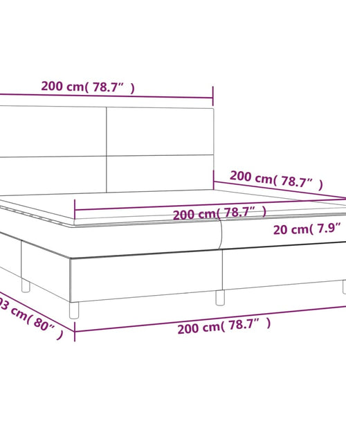 Încărcați imaginea în vizualizatorul Galerie, Pat cu arcuri, saltea și LED, alb, 200x200 cm, piele ecologică
