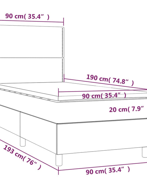 Încărcați imaginea în vizualizatorul Galerie, Pat cu arcuri, saltea și LED, gri, 90x190 cm, piele ecologică
