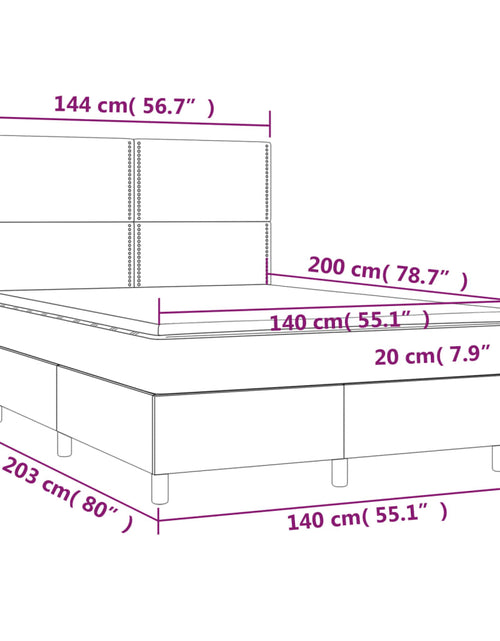 Загрузите изображение в средство просмотра галереи, Pat cu arcuri, saltea și LED, gri, 140x200 cm, piele eco
