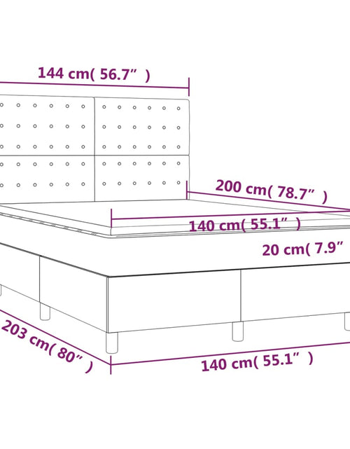 Загрузите изображение в средство просмотра галереи, Pat cu arcuri, saltea și LED, gri, 140x200 cm, piele eco
