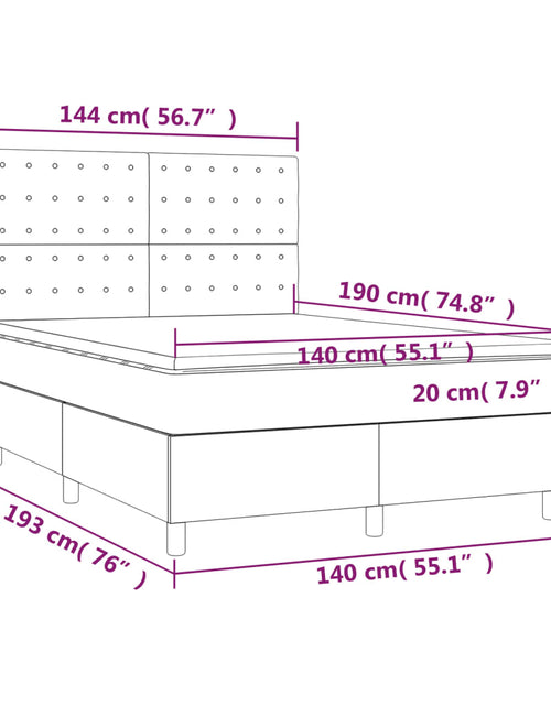 Загрузите изображение в средство просмотра галереи, Pat continental cu saltea și LED gri deschis 140x190 cm catifea
