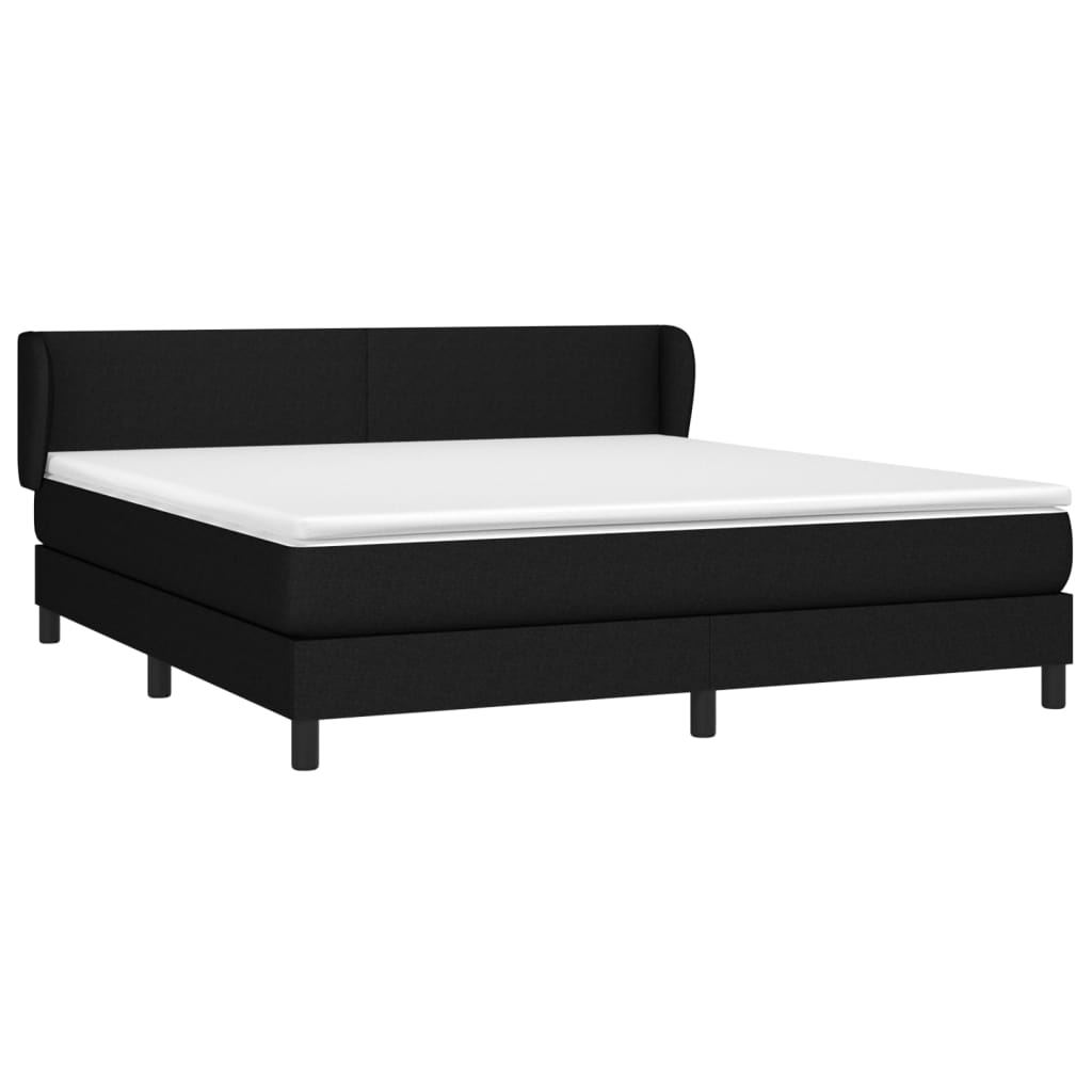 Pat box spring cu saltea, negru, 180x200 cm, catifea