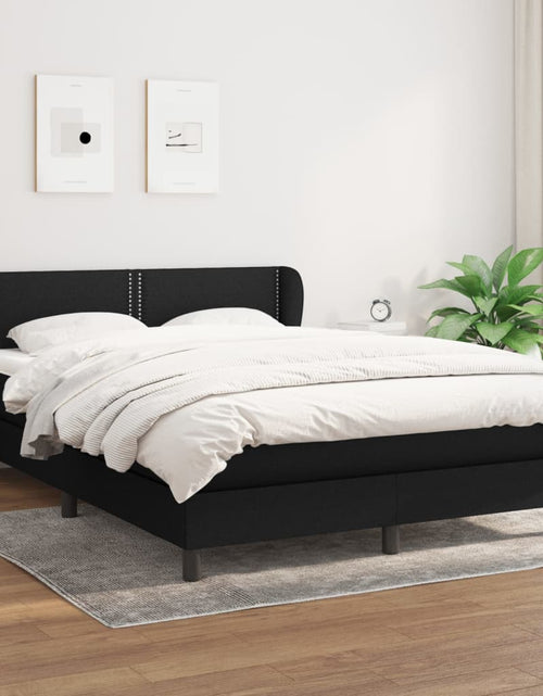 Încărcați imaginea în vizualizatorul Galerie, Pat box spring cu saltea, negru, 140x190 cm, textil
