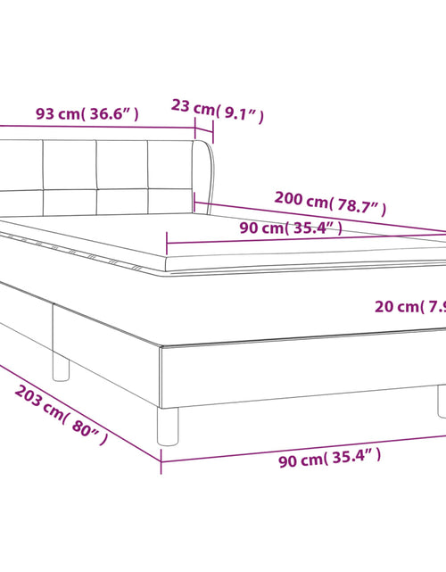 Încărcați imaginea în vizualizatorul Galerie, Pat box spring cu saltea, crem, 90x200 cm, textil
