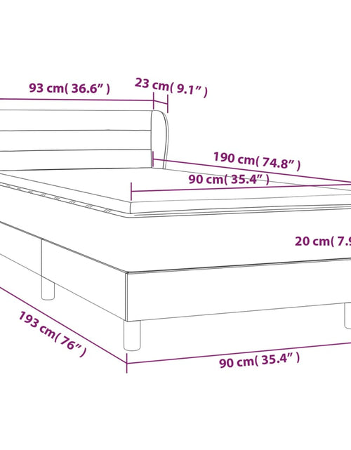 Загрузите изображение в средство просмотра галереи, Pat box spring cu saltea, maro închis, 90x190 cm, textil
