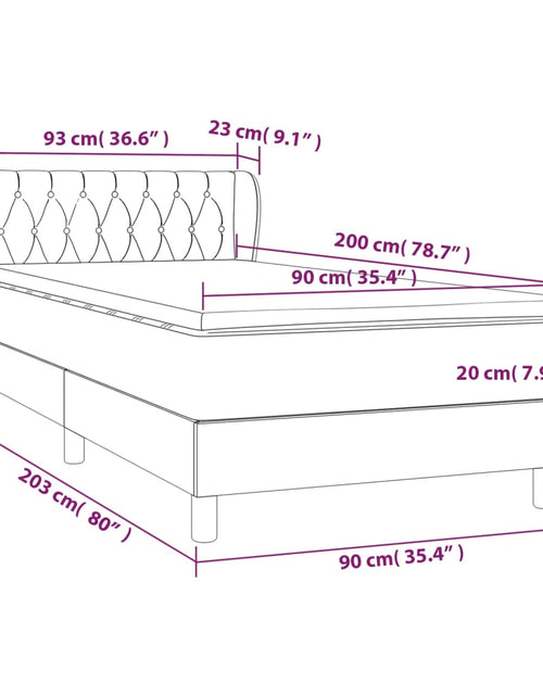 Загрузите изображение в средство просмотра галереи, Pat box spring cu saltea, maro închis, 90x200 cm, textil
