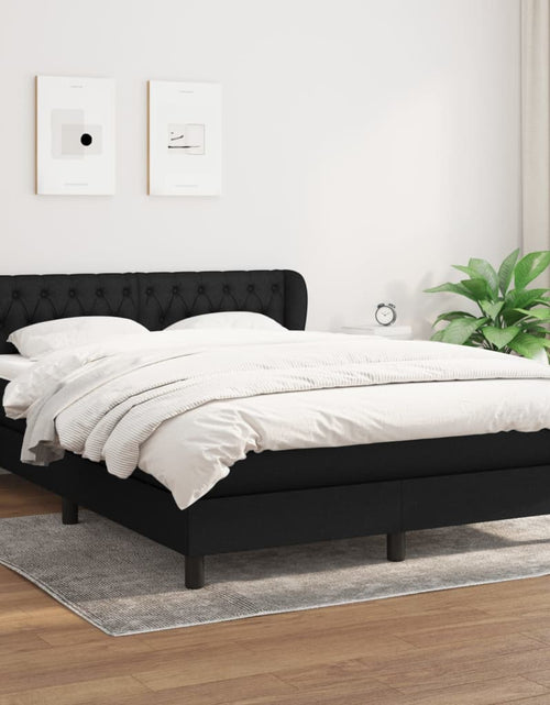 Încărcați imaginea în vizualizatorul Galerie, Pat box spring cu saltea, negru, 140x190 cm, textil
