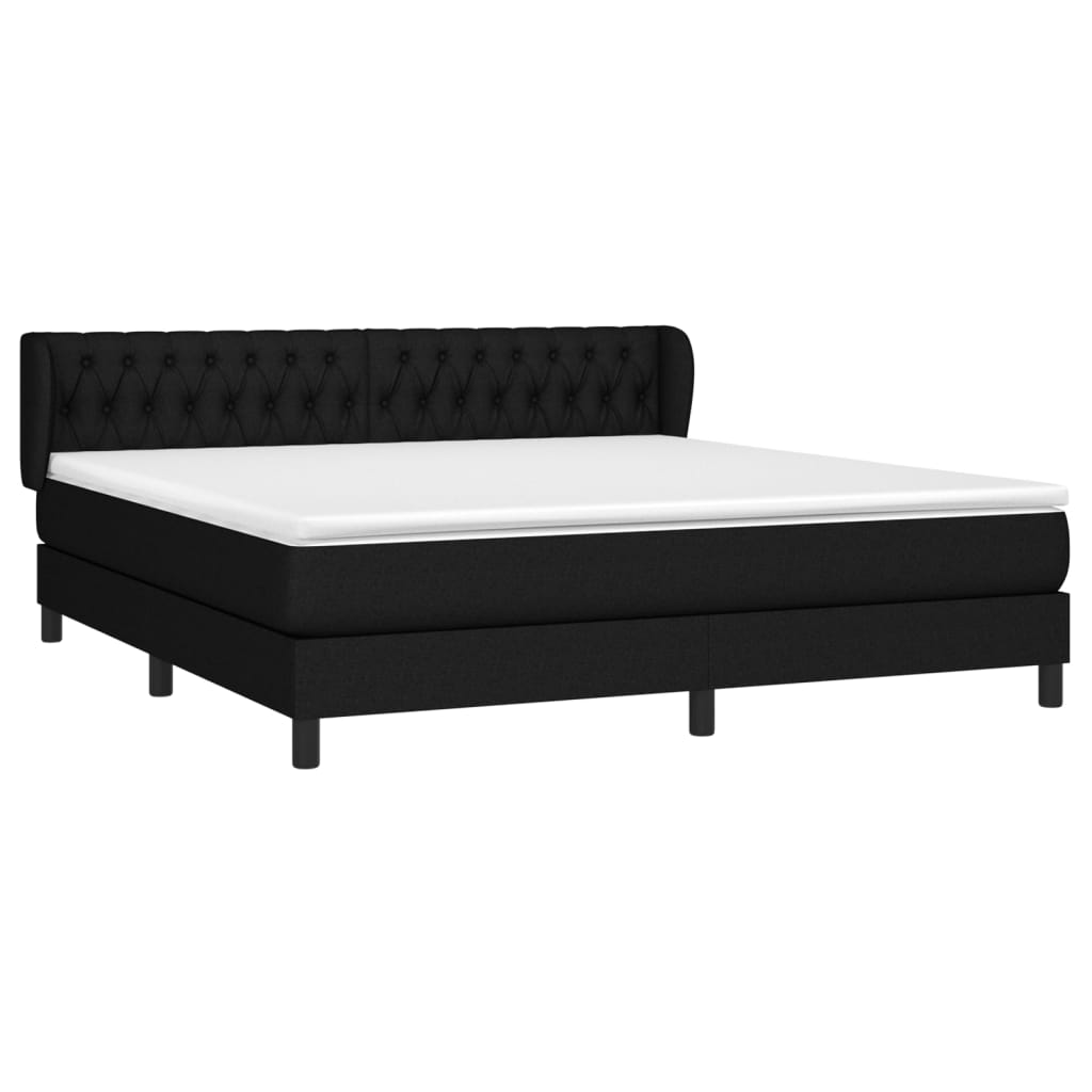 Pat box spring cu saltea, negru, 180x200 cm, catifea