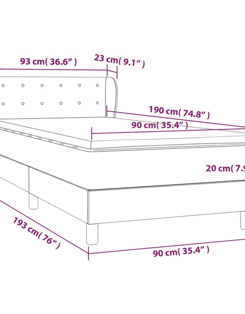 Загрузите изображение в средство просмотра галереи, Pat box spring cu saltea, gri deschis, 90x190 cm, textil
