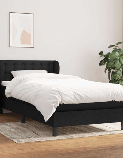 Încărcați imaginea în vizualizatorul Galerie, Pat box spring cu saltea, negru, 90x190 cm, textil
