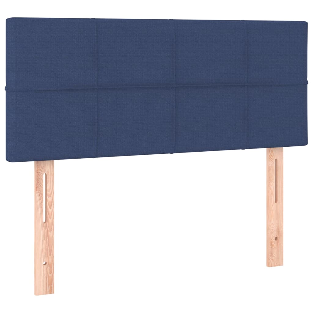 Pat box spring cu saltea, albastru, 90x200 cm, textil