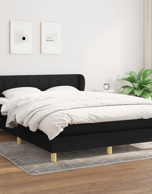 Încărcați imaginea în vizualizatorul Galerie, Pat box spring cu saltea, negru, 140x190 cm, textil
