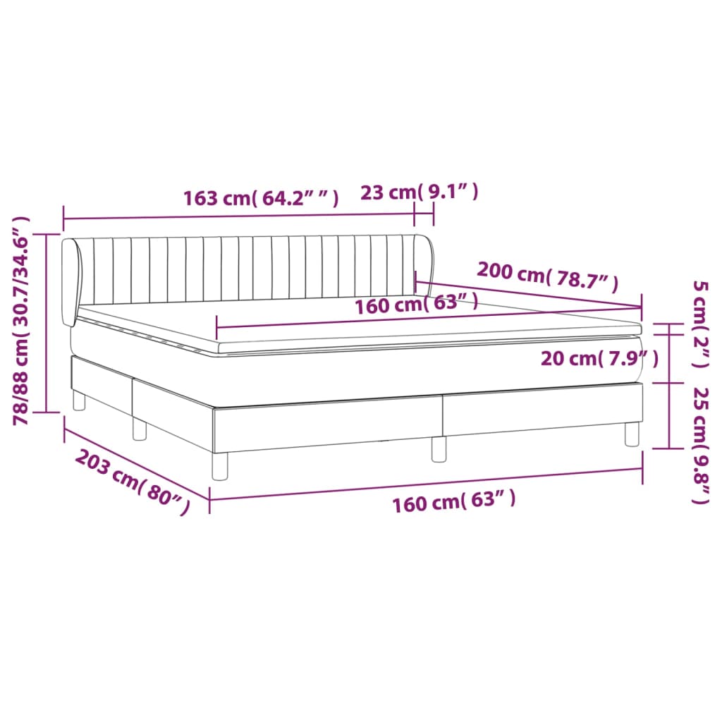 Pat box spring cu saltea, negru, 160x200 cm, textil