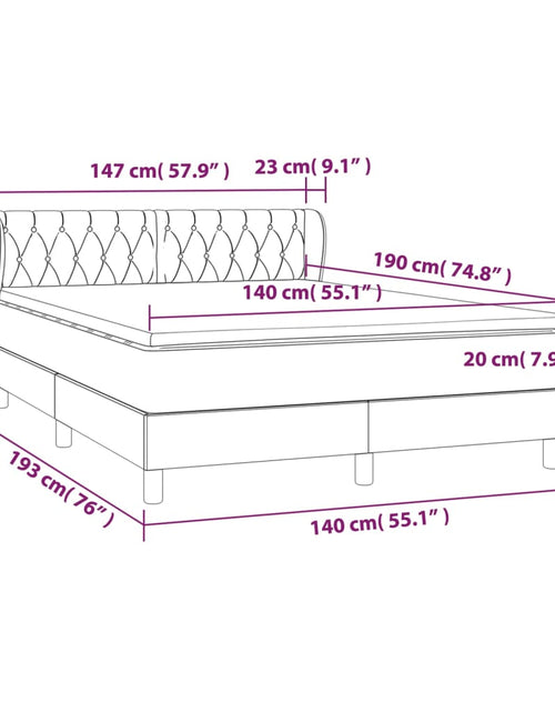 Încărcați imaginea în vizualizatorul Galerie, Pat box spring cu saltea, crem, 140x200 cm, textil
