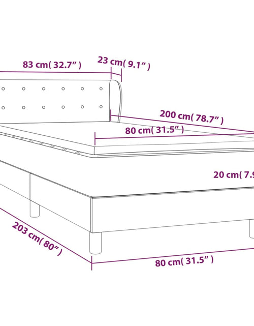 Încărcați imaginea în vizualizatorul Galerie, Pat box spring cu saltea, crem, 80x200 cm, textil
