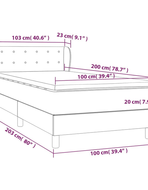 Încărcați imaginea în vizualizatorul Galerie, Pat box spring cu saltea, gri deschis, 100x200 cm, textil
