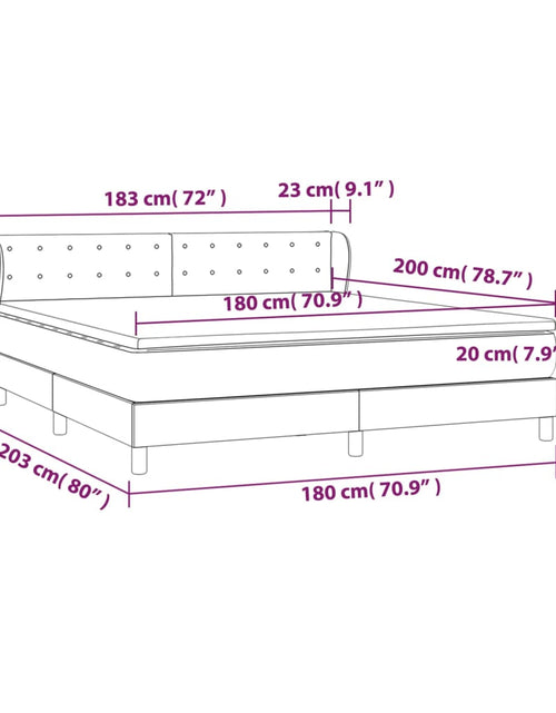 Загрузите изображение в средство просмотра галереи, Pat box spring cu saltea, negru, 180x200 cm, catifea
