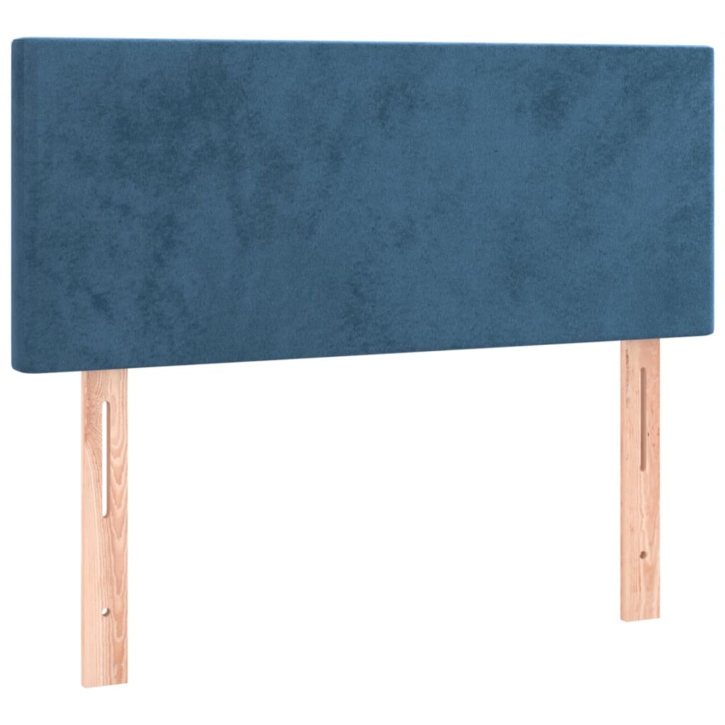 Pat box spring cu saltea, albastru închis, 90x190 cm, catifea