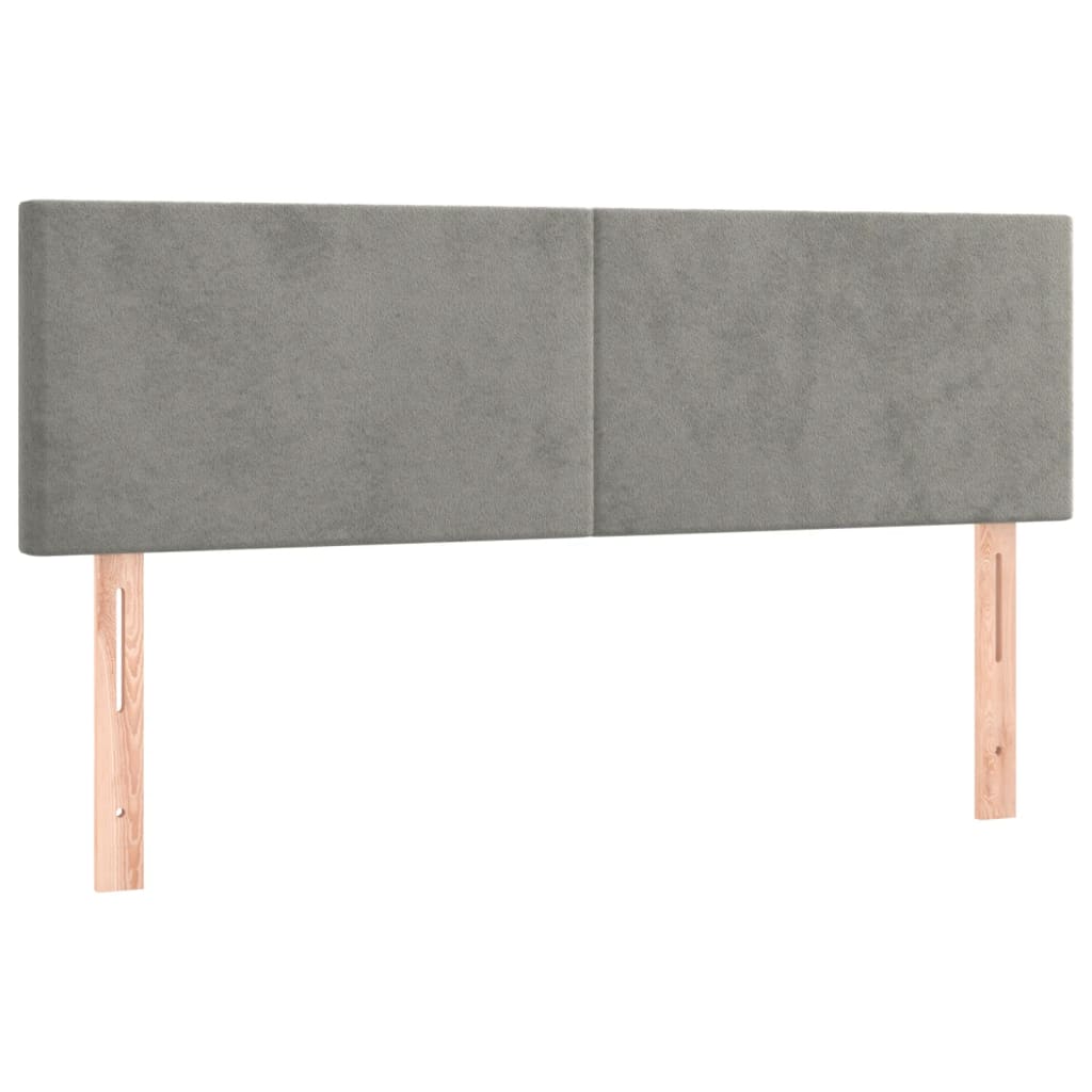 Pat box spring cu saltea, gri deschis, 140x190 cm, catifea