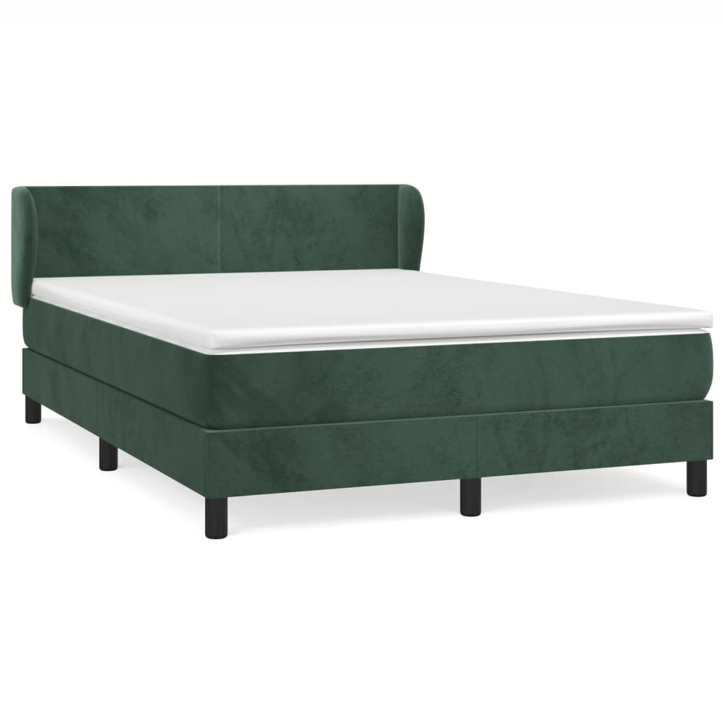 Pat box spring cu saltea, verde închis, 140x200 cm, catifea