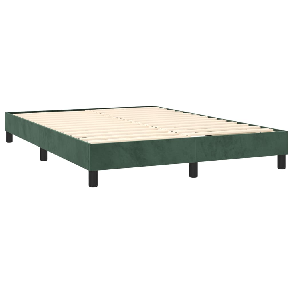 Pat box spring cu saltea, verde închis, 140x200 cm, catifea